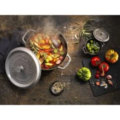 Staub Gietijzeren Braadpan 28 Cm / 6,75 L, Rond, Grafietgrijs -Keukenwinkel Met Korting 000008451