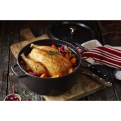 Staub Gietijzeren Braadpan 26 Cm / 5,25 L, Rond, Zwart -Keukenwinkel Met Korting 000017453
