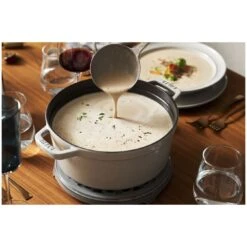 Staub Gietijzeren Braadpan 28 Cm / 6,75 L, Rond, White Truffle -Keukenwinkel Met Korting 000019589