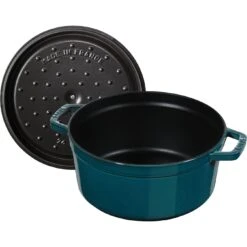 Staub Gietijzeren Braadpan 26 Cm / 5,25 L, Rond, La-mer -Keukenwinkel Met Korting 40509 137 0 5