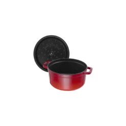 Staub Gietijzeren Braadpan 26 Cm / 5,25 L, Rond, Kersenrood -Keukenwinkel Met Korting 40509 814 0 5 4